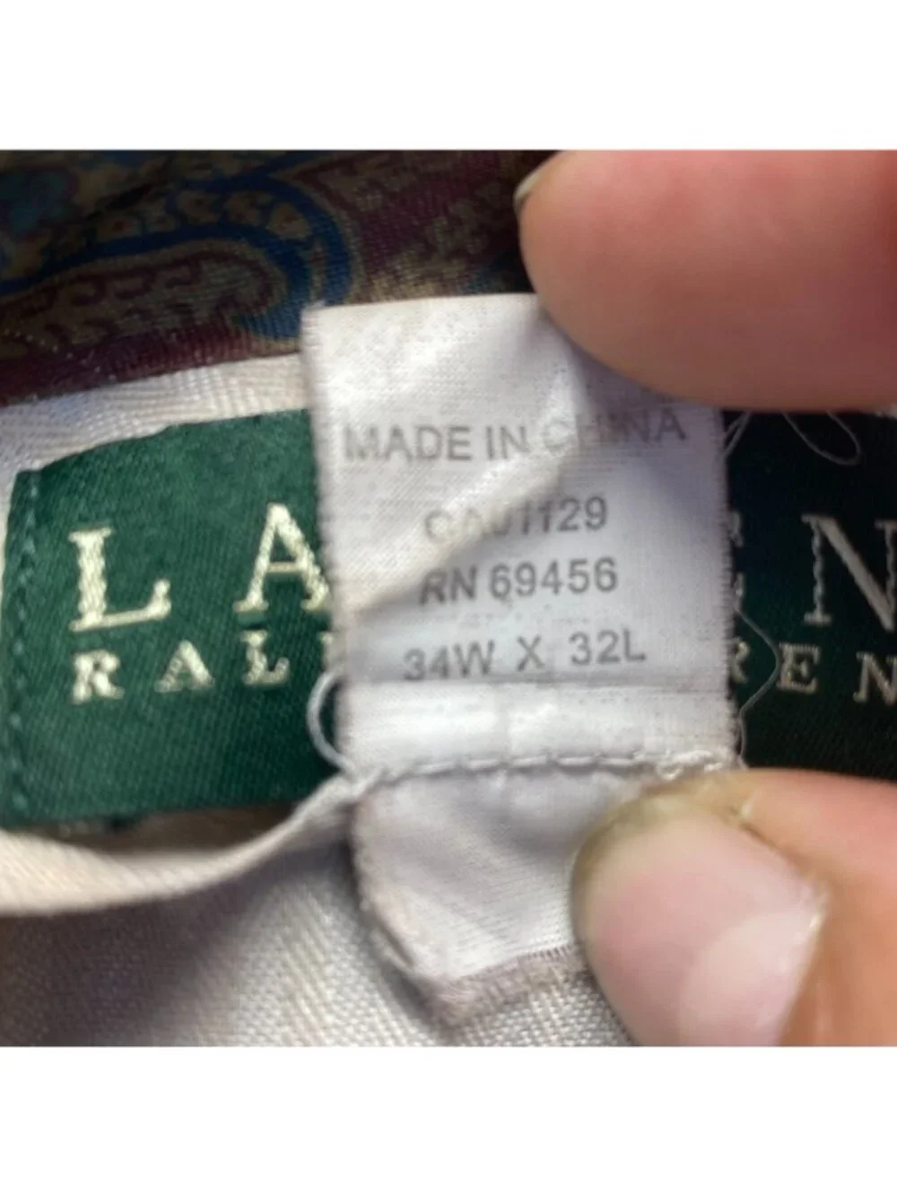 Polo Ralph Lauren  Pant  Houndstooth Khaki Pleated Chino Pants Men's Size 34x32